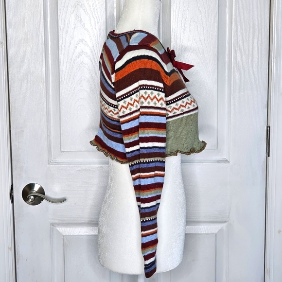 Boho Handmade Upcycled Cropped Sweater Top xs/sm - Picture 4 of 7